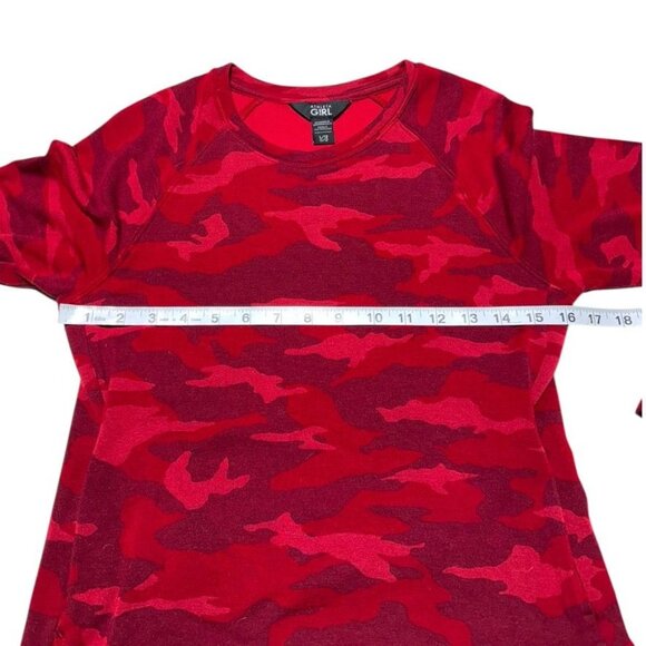 Athleta Girl Camo Print Sweatshirt Red Size Large/12 - Picture 2 of 7